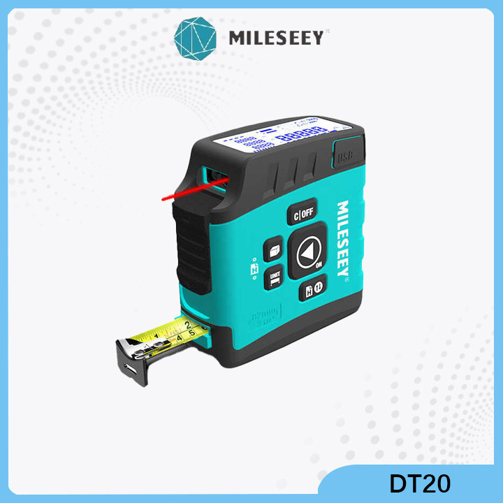 Mileseey DT20 เครื ่ องวัดระยะเลเซอร ์ ดิจิตอล 40m 5m แบบพกพาขนาดเล ็ กสามในหนึ ่ งเดียวก ่ อสร ้ าง