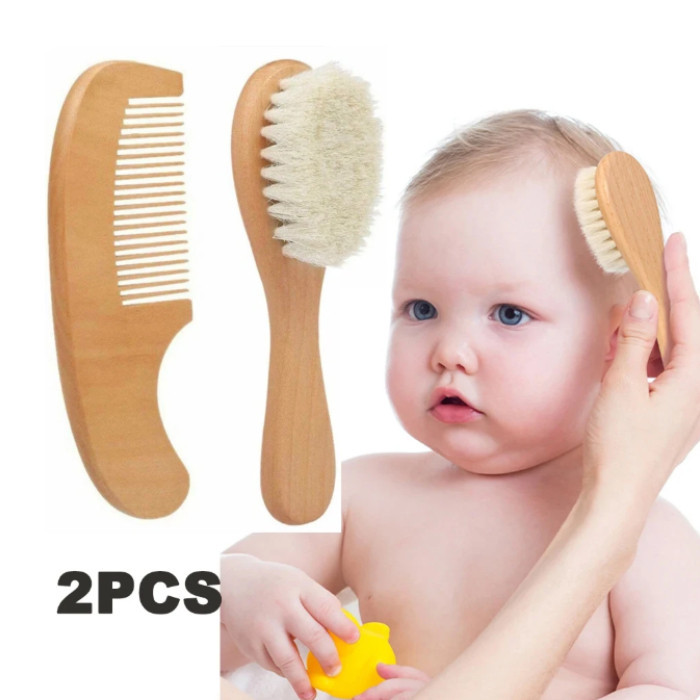 2pcs Baby Care แปรงผม Beech ขนสัตว์นุ่มไม้หวีทารกแรกเกิดนวดหวี Baby Shower และของขวัญเด็ก Sleeping Soothing เครื่องนอน