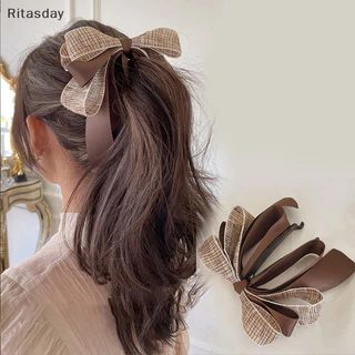 Ritasday 2022 ใหม่ริบบิ้นโบว์กล้วยคลิปน่ารัก Pearl Hair Pins Barrette ผู้หญิงอุปกรณ์เสริมผมแฟชั่นสีทึบ Elegant Hair Claw ใหม่