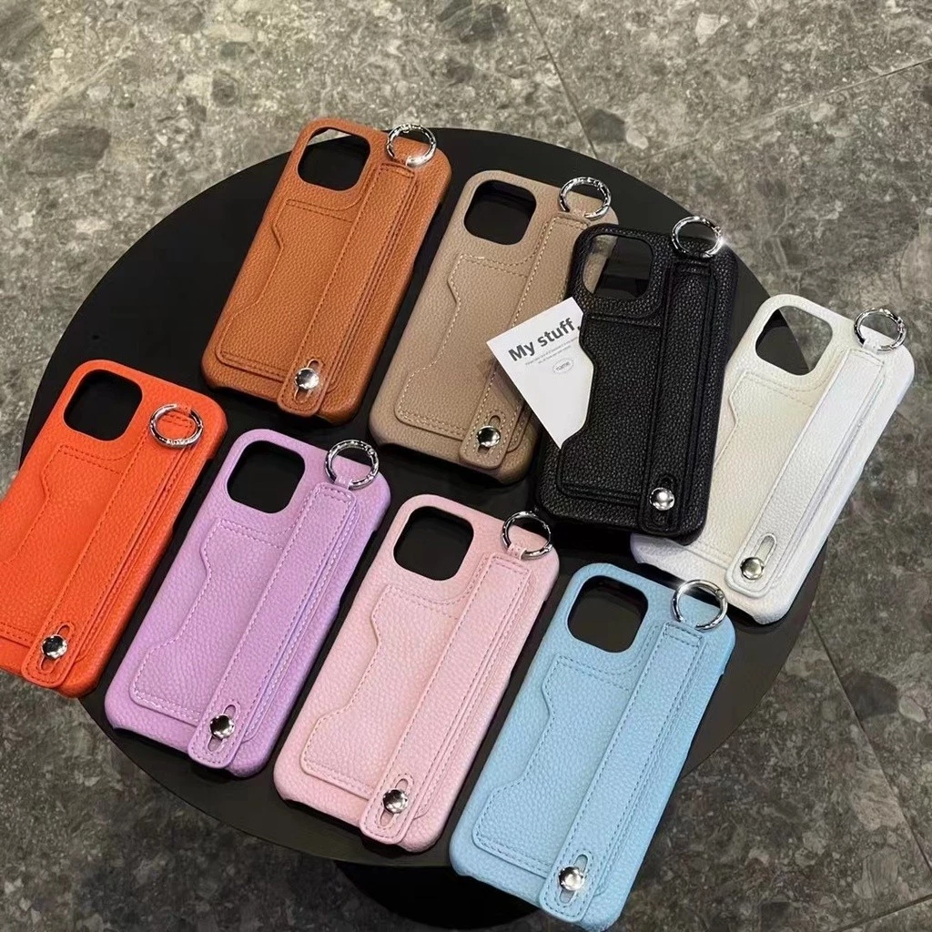 เคสโทรศัพท์พร้อมสายคล้องมือและช่องเสียบการ์ดแฟชั่นสําหรับ iPhone16 15 14 13 12 11 Pro Max Xr Ix Xs Max Iphone 8 PLUS 7PLUS 6S Pl