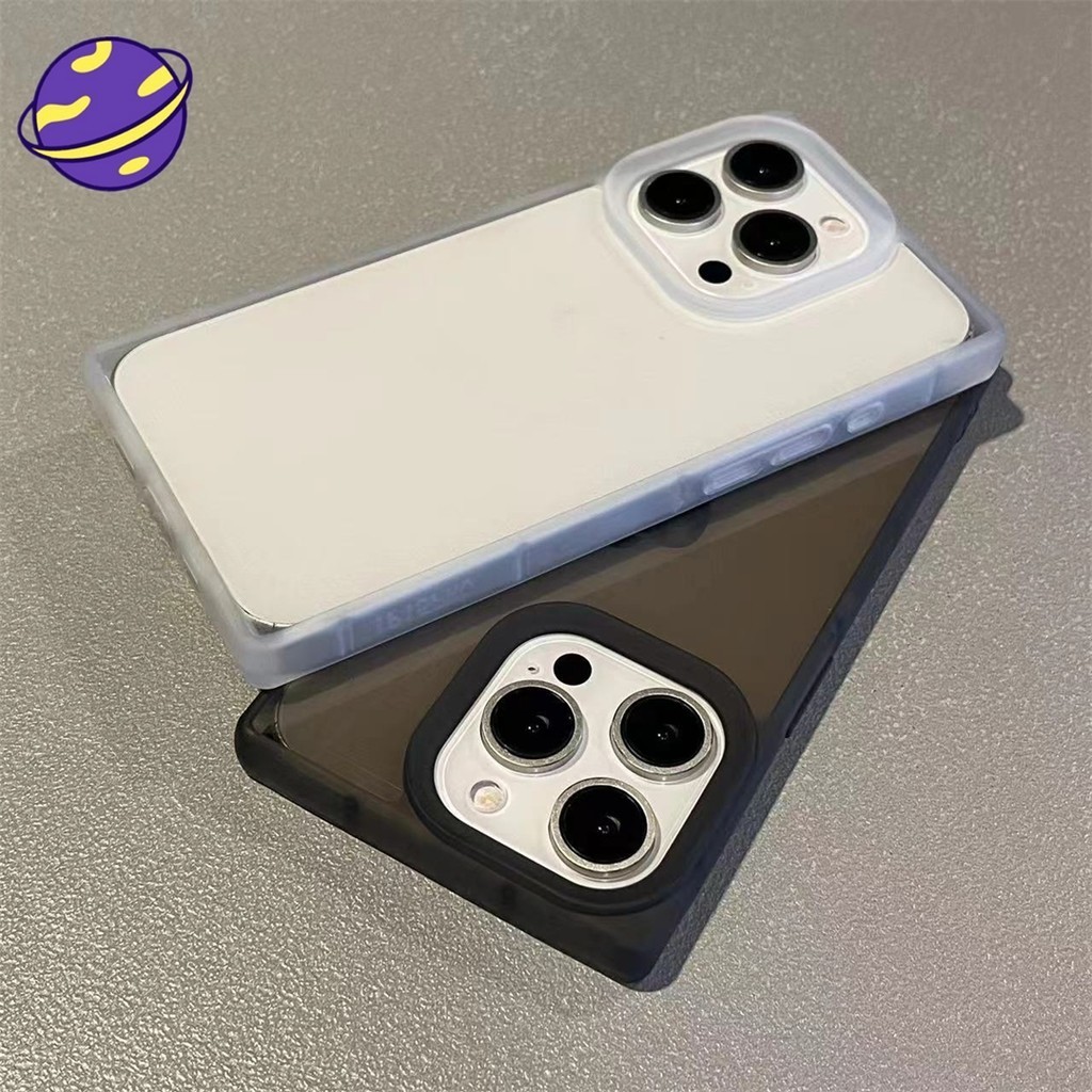Square Frosted Borderเคสโทรศัพท์โปร่งใสสําหรับIPhone 17 air 16 15 14 13 12 11 Pro Max Plusซิลิโคนบางเฉียบฝาครอบป้องกันTPU Clear Anti Dropปลอกนุ่ม