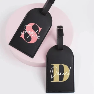 ส่วนบุคคลเริ่มต้นชื่อ Monogram แท็กหนัง PU สําหรับกระเป๋าเดินทาง Baggage กระเป๋าถือแท็กกระเป๋าเดินทางป้ายป้ายของขวัญ