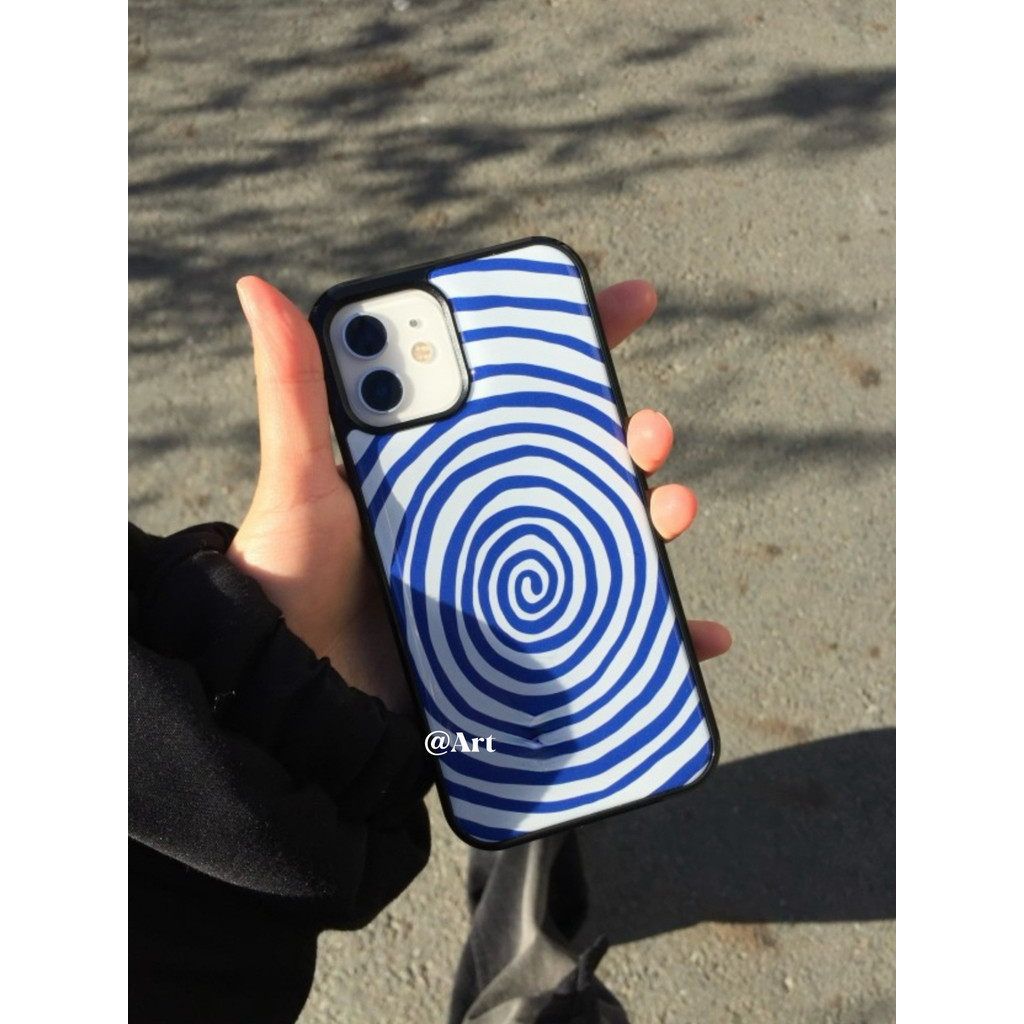 บล็อกเกอร์อินเกาหลีกับสไตล์ย้อนยุคเดียวกันเคสด้ายสีน้ําเงินเฉพาะสําหรับ ไอโฟน17/16/15/14โพแม็กซ์/13/12/11 ใหม่หญิงบุคลิกภาพที่เรียบง่ายเคสป้องกันป้องกันการตก