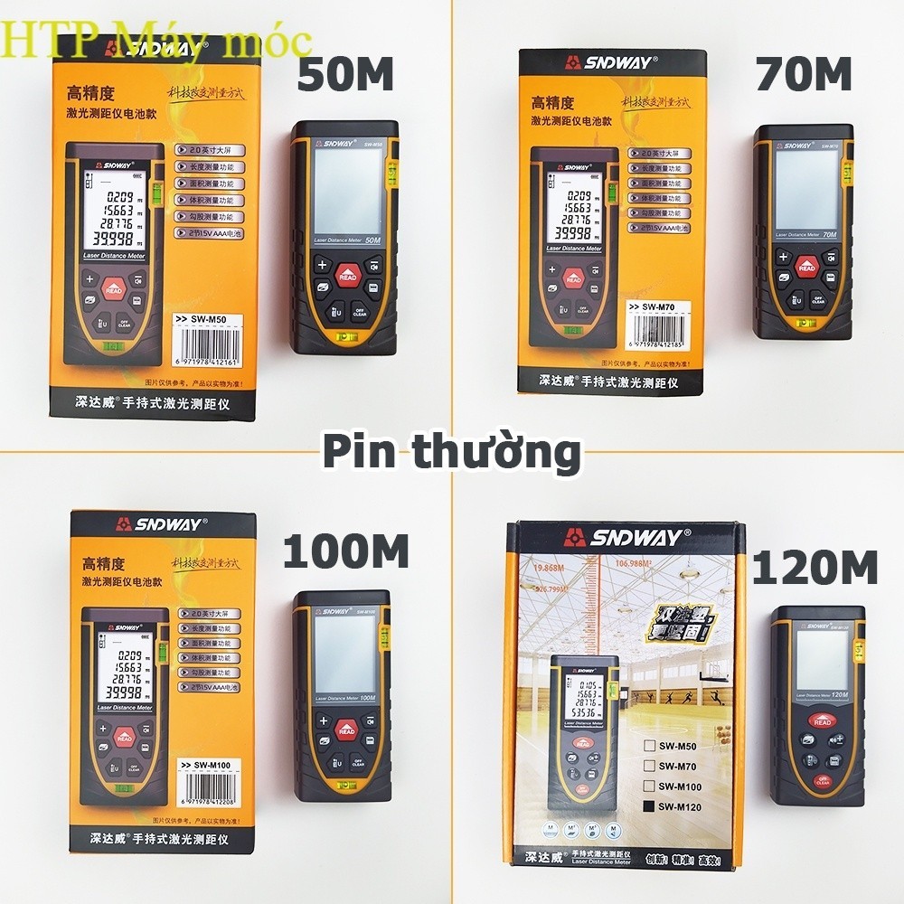 ไม้บรรทัดระยะทางโดยเลเซอร์ SNDWAY SW-M40 Mm50 Mm60 Mm70M80 Mm100 Mm120 50m 70m100m HPT ราคาถูกเครื่อ