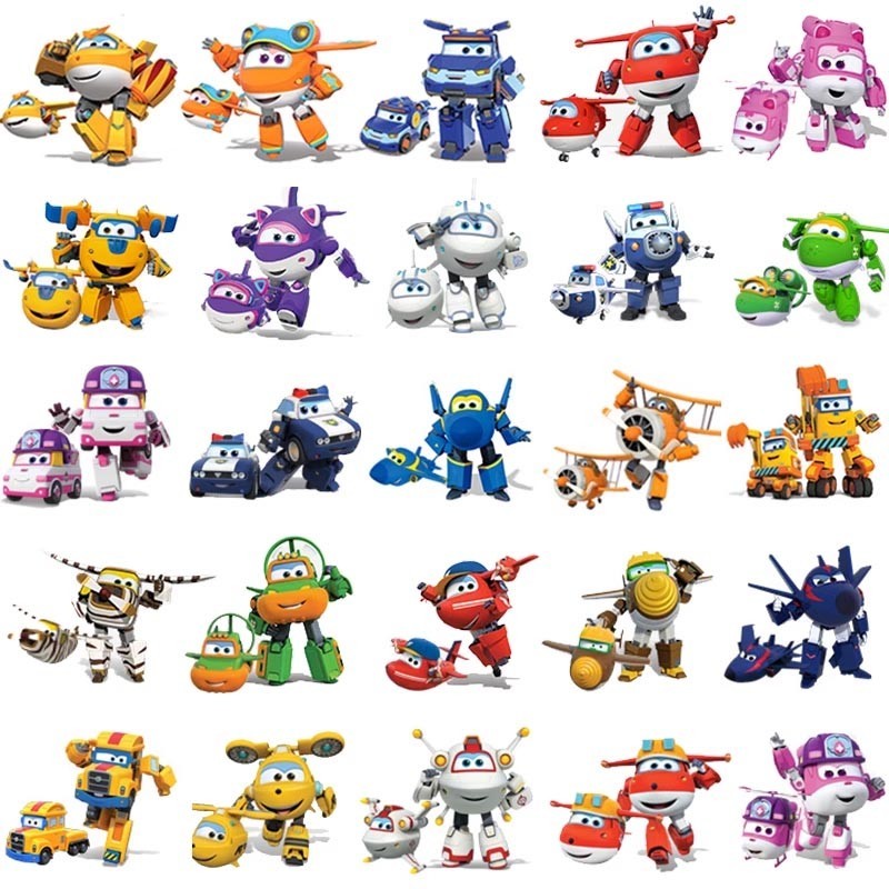 Super wings Mini Transforming Robot ของเล่นเพื่อการศึกษาสําหรับเด็ก Xiaoai Duoduo Mike Ledi Boy Gift Audi Double Diamond Transforming Toy super wing