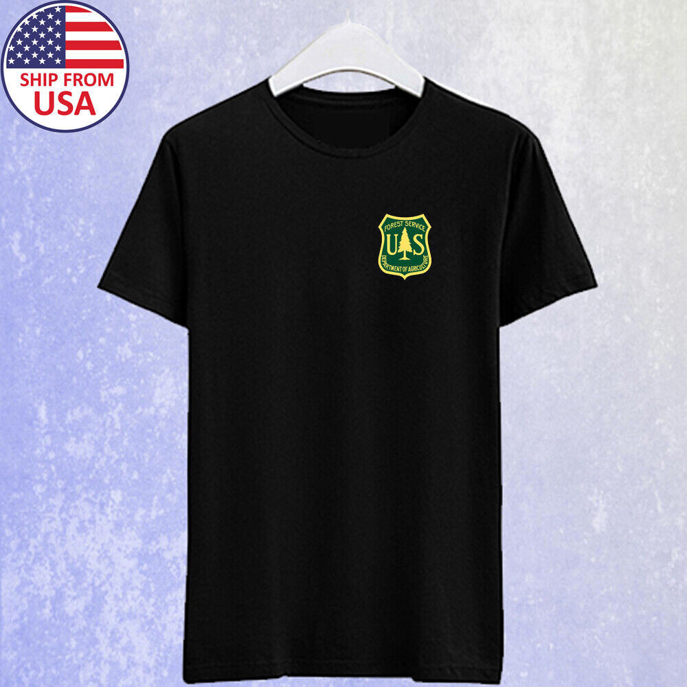 Good Printing Soft Us Forest Service Logo Mens Blackt-Shirt