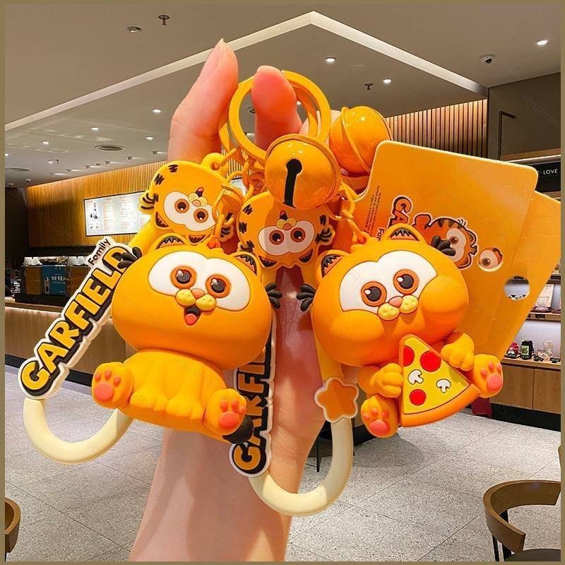 Lg Garfield การ์ตูนน่ารักพวงกุญแจตุ๊กตาคู่กระเป๋าจี้ตุ๊กตาความคิดสร้างสรรค์