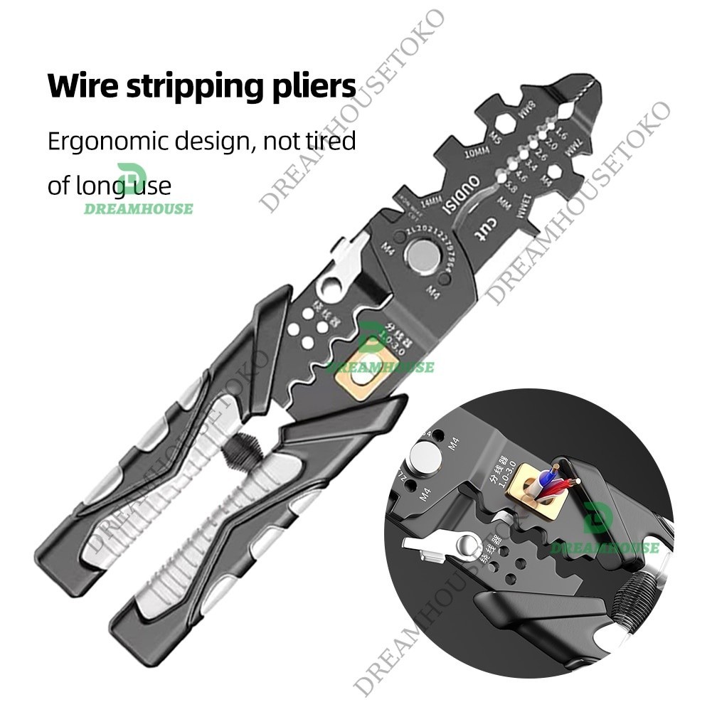 25in1 คีมปอก Crimping Wire Stripper Multi-Functional แหวน CRIMPER ช่างไฟฟ้าปอกสายเคเบิลเครือข่าย Stripper เครื่องมือ
