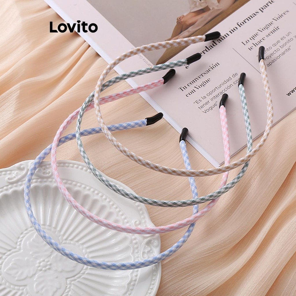 Lovito ที่คาดผมผู้หญิง ลายสก๊อต สไตล์ลำลอง LFA37053