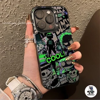 เคสไอโฟน11 Cool รูปแบบภาพประกอบ เคสโทรศัพท์มือถือ For iPhone 11 12 13 14 15 Pro Max X 7Plus เคส เคซิลิโคนุ่มสสีเงินเคส