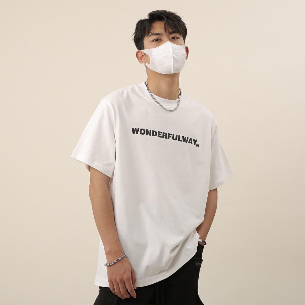 YOU-T เสื้อยืด Unisex ขนาดใหญ่เสื้อยืดพิมพ์ลาย "WONDERFUL"ผ้าฝ้าย 100% ผ้านุ่ม,สวมใส่สบายแขนสั้น,คอลเลคชั่นแฟชั่นเกาหลี