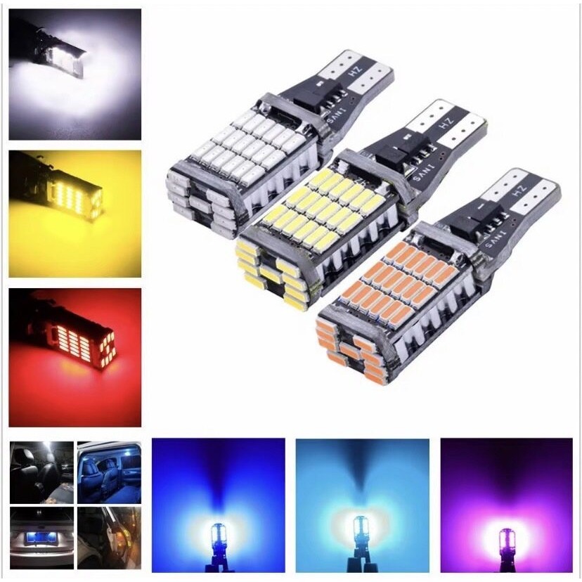 (1ชิ้น) ไฟหรี่ LED ไฟถอย 45SMD ขั้วT10/T15 12Vสว่างมาก  ไฟส่องป้ายทะเบียน ไฟส่องแผนที่ ไฟเลี้ยว สว่างมาก ทนความร้อน