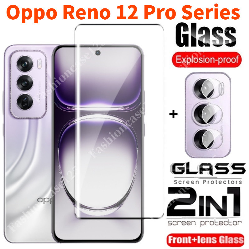 2in1 Oppo Reno 12 Pro Reno12 5G 2024 หน้าจอโค้งป้องกันฟิล์มสําหรับ Oppo Reno 12 Reno12Pro OppoReno12 Pro 12Pro Reno 12F 5G 4G 2024 คลุมทั้งหมดกระจกนิรภัยด้านหน้าฟิล์มกลับเลนส์