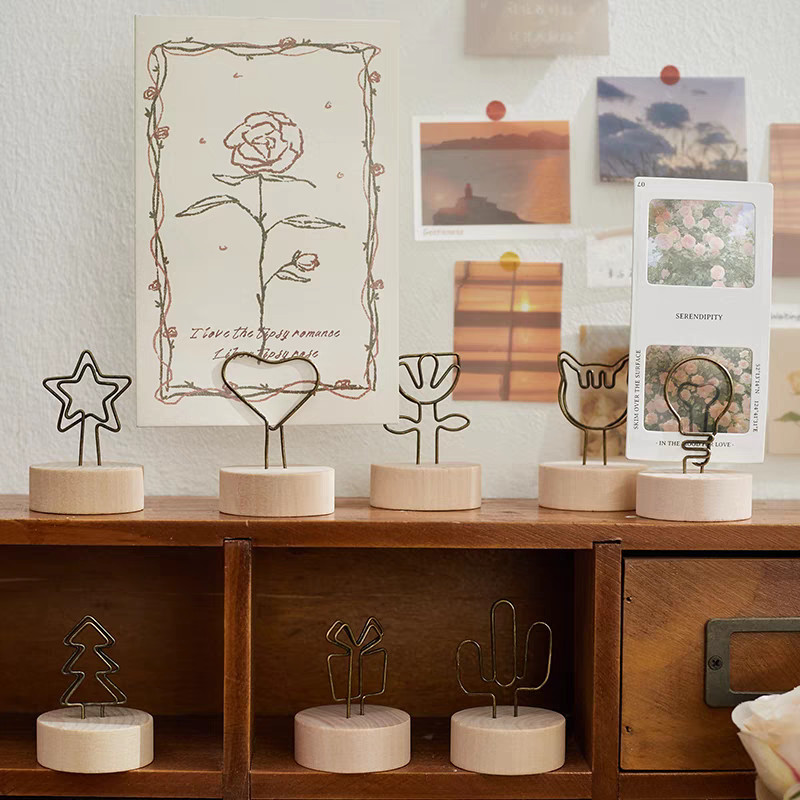 Crystal คลิปหนีบกระดาษโน๊ต คลิปหนีบรูปภาพ กระดาษโน้ต ฐานไม้ สำหรับตกแต่งบ้าน ตั้งโต๊ะ ออฟฟิศ - รูปที่ 6