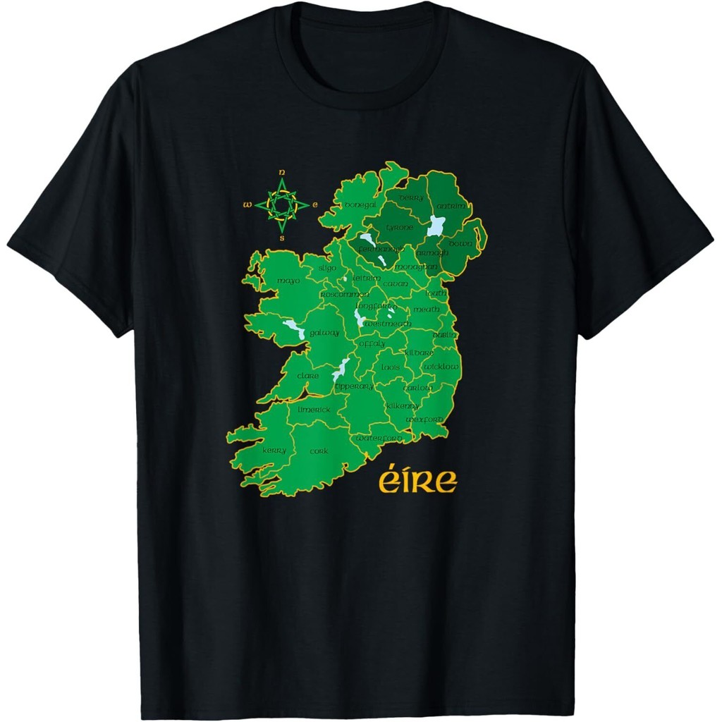 Ireland T Shirt Irish County Map Eire Irish Travel Vacation