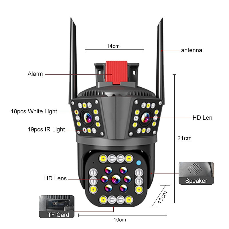กล้องวงจรปิดพลังงานแสงอาทิตย์ ไร้สาย WiFi/4G กันน้ำทนฝน IP67 AIตรวจจับเคลื่อนไหว กล้อง12MP 4K APP: V380 Pro