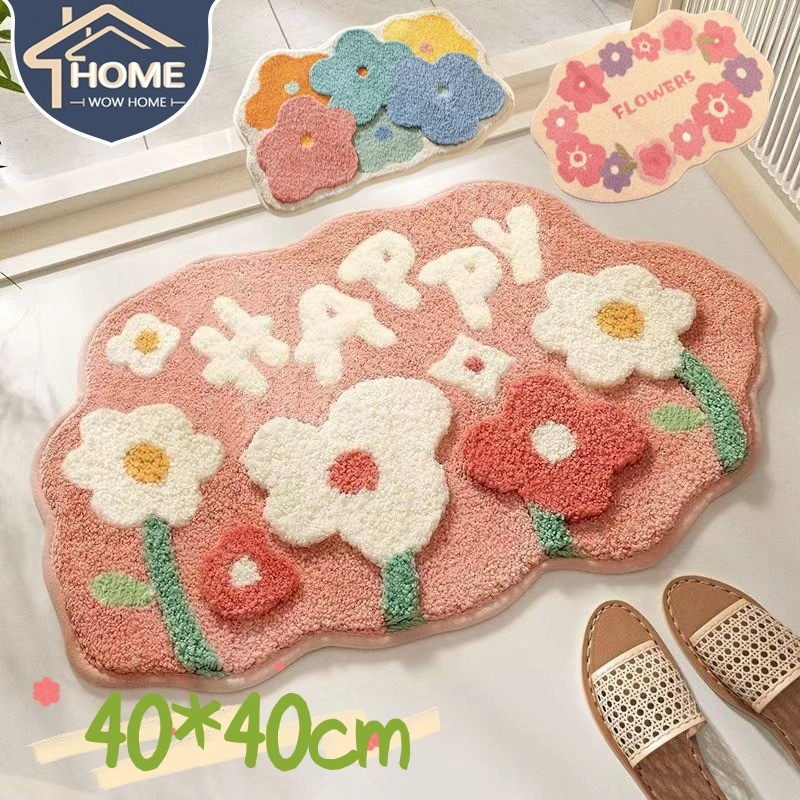 พร้อมส่ง พรมปูพื้น พรมห้องน้ำ 40*60CM พรมขนแคชเทียร์เทียม ดูดซับน้ำได้ดี แห้งไว กันลื่น