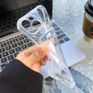 Clear ซองใส่การ์ด case for iPhone 17 16 11 13 15 12 14 Pro Max X XS Max XR XS Max 14 Plus เคสโทรศัพท์ซิลิโคน TPU โปร่งใส