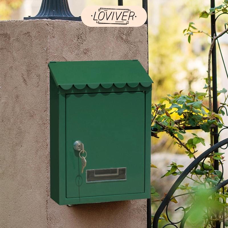 LOVIVER กล่องรับจดหมายติดผนัง 22x6.5x30 ซม. กล่องล็อคไปรษณีย์ 2 หนังสือพิมพ์