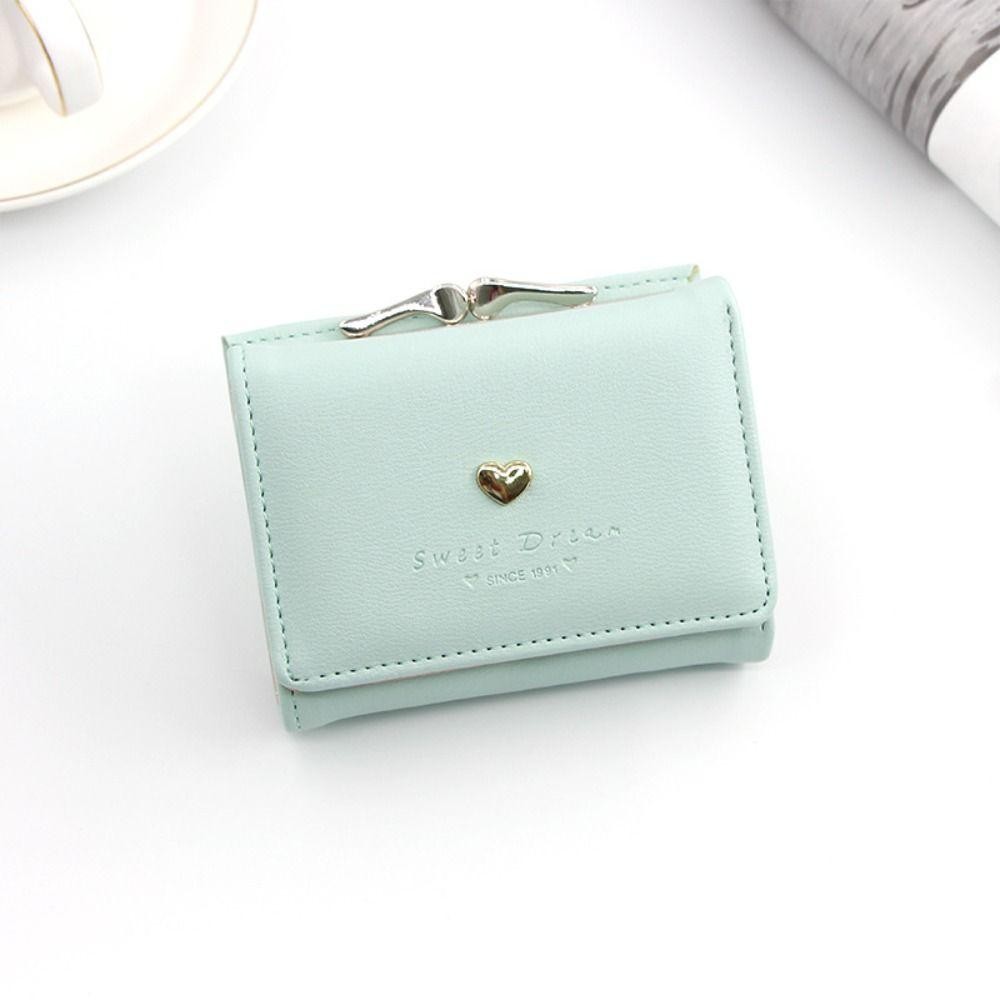 Uumir ผู้ถือบัตรเครดิต,สีทึบ Hasp Design ผู้หญิงกระเป๋าสตางค์สั้น, PU หนัง Loving Heart กระเป๋าใส่เหรียญผู้หญิงสาว