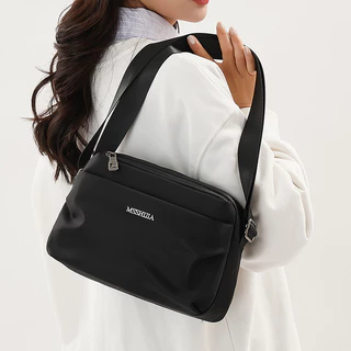 สุภาพสตรีสีทึบไหล่ขนาดใหญ่ความจุ Multi-pocket Commuter Messenger กระเป๋าแฟชั่นหญิงกระเป๋า Messenger กระเป๋าสะพาย F