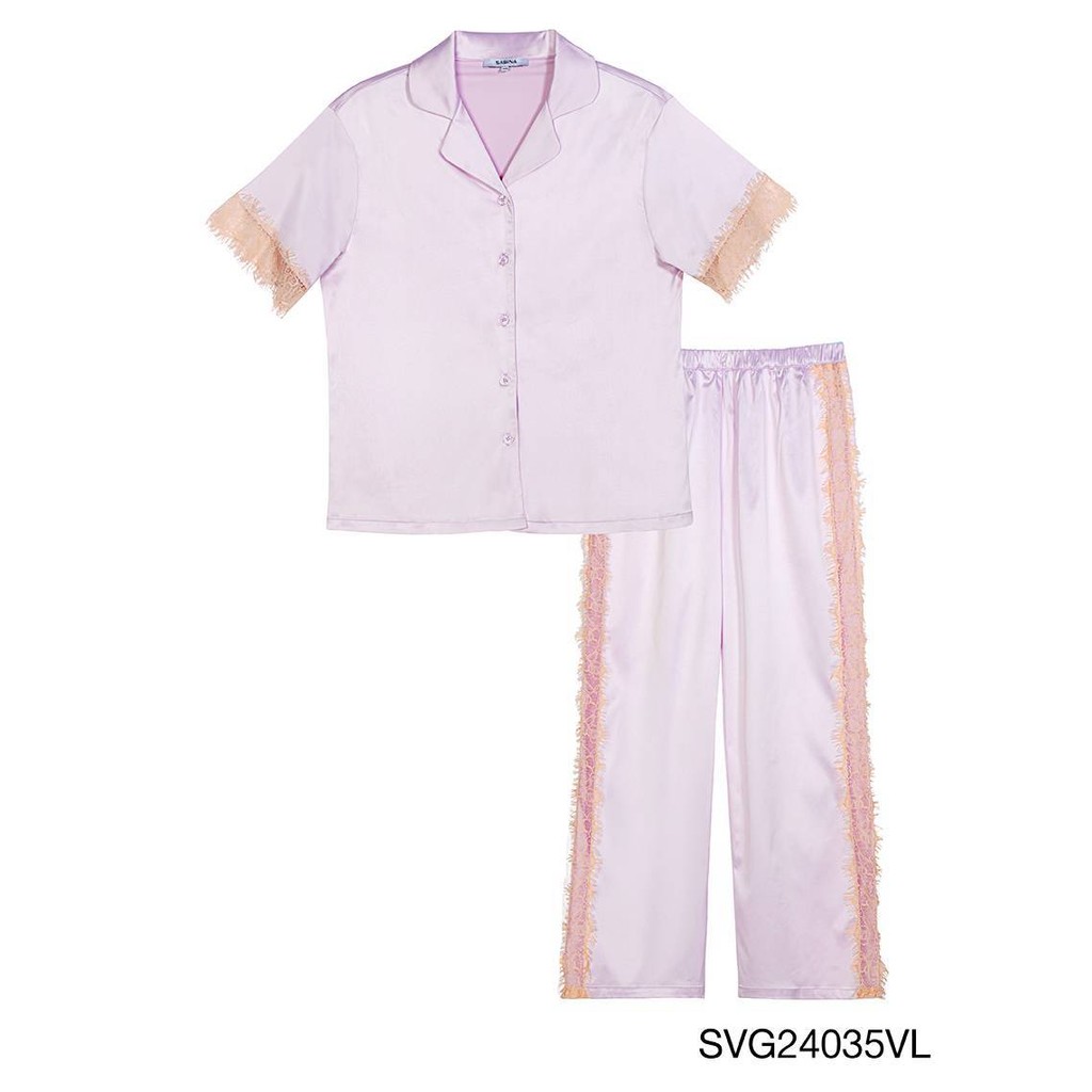 Sabina Sleepwear Nightwear เซ็ตชุดนอน เสื้อแขนสั้น กางเกงขายาว รหัส SVG24035VL – สีม่วงอ่อน