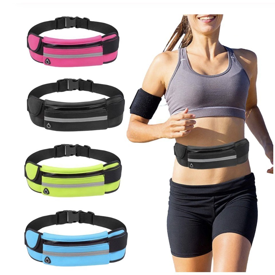 กระเป๋าคาดเอว มีรูสายหูฟัง กันน้ำ กระเป๋ากีฬาแบบคาดเอวใส่