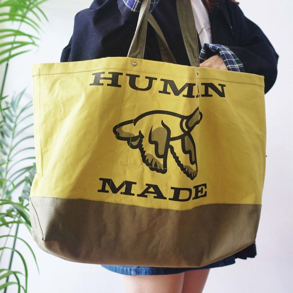 HUMAN MADE HUNTING TOTE BAG ขนาดใหญ่สีเหลือง