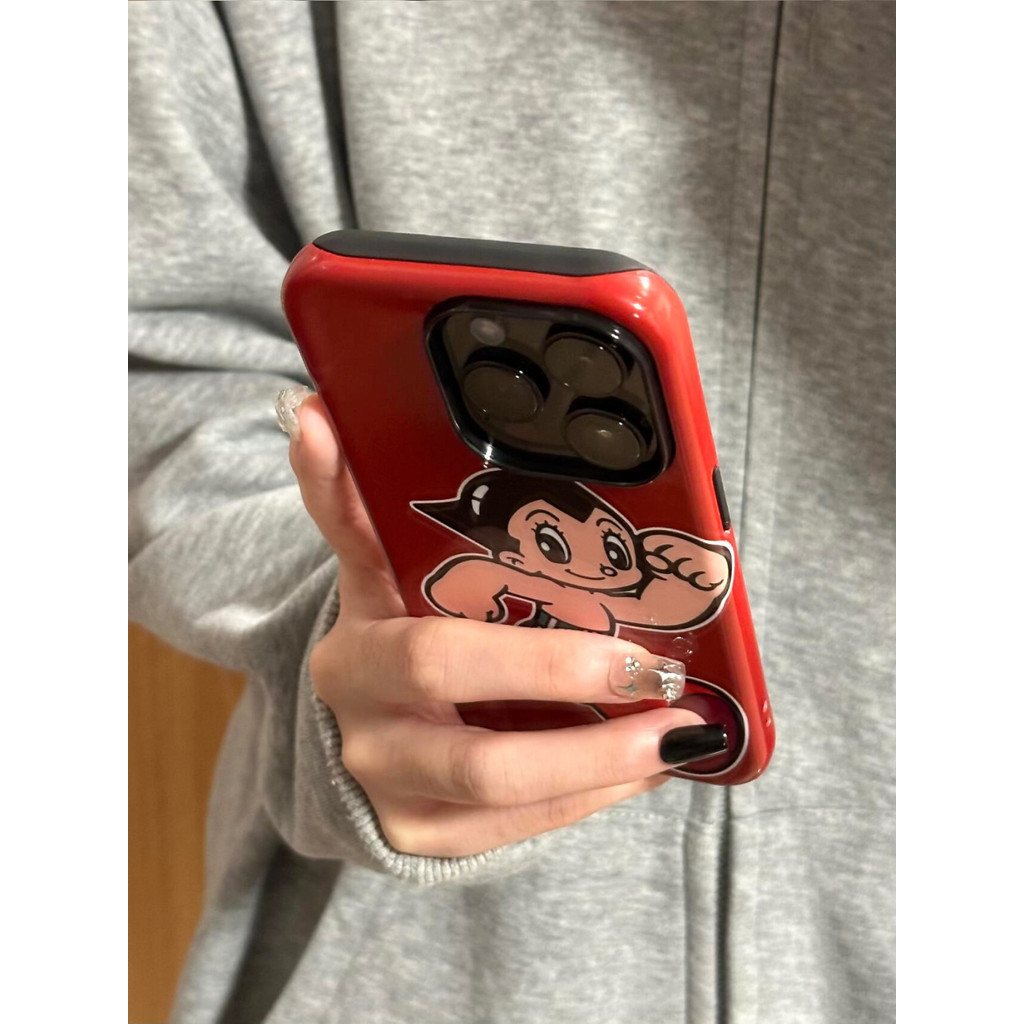 เคส Astro Boy สีแดงสำหรับ iPhone 16/15 Pro Max/13 Pro, 11/13/12, กันฝุ่นและกันกระแทก, XR/XS Max, เคส