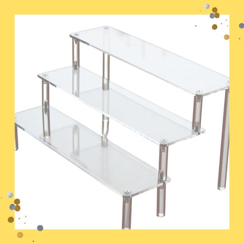 I'm so happy Acrylic Stage Display Stand Figure Case Shelf Hinatari Pedestal Plastic Model (3-tier, 