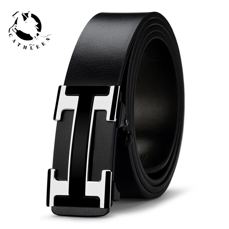 CATHLEENเข็มขัด หนังวัวแท้ หัวเข็มขัดอัตโนมัติ แฟชั่นสไตล์เกาหลี สําหรับผู้ชายเข็มขัด