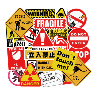 ❉ Warning Sign Series 01 สติ๊กเกอร์ ❉ 50Pcs/Set Warning Mark DIY Fashion Mixed Luggage Laptop Skateboard Doodle Decals สติ๊กเกอร์