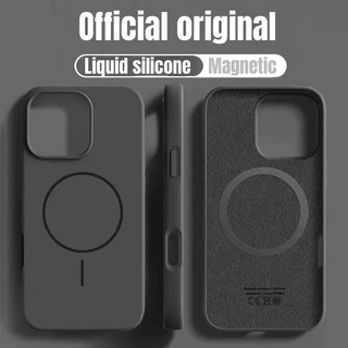 หรูหราแม่เหล็กซิลิโคนเหลวเคสโทรศัพท์ สําหรับ iPhone 16 15 14 13 12 11 Pro Max 16 Plus กันกระแทกกันชนนุ่มฝาครอบ
