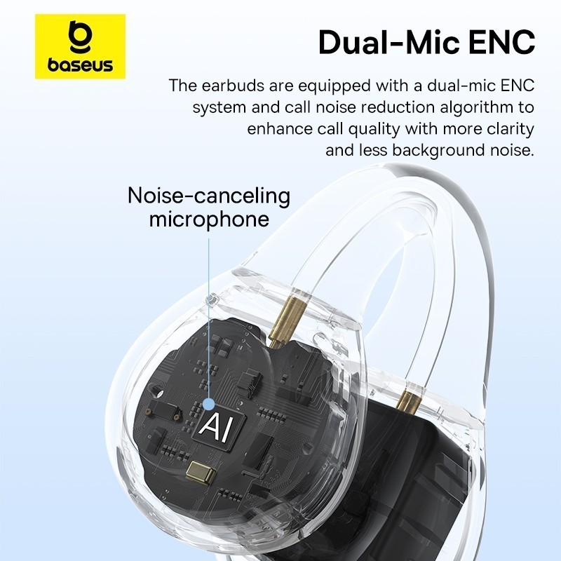 Baseus หูฟังบลูทูธไร้สายแบบเกี่ยวหู รุ่น AirGo AS01 Open-Ear TWS Earbuds