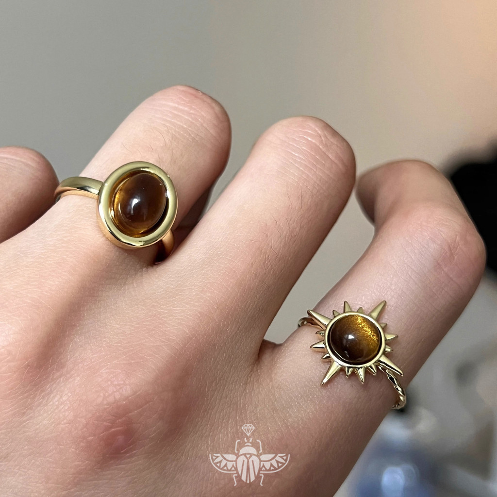 แหวนหินตาเสือวินเทจ Maillard ดีไซน์เฉพาะตัว อุปกรณ์เปิดสําหรับผู้ชายและผู้หญิงระดับไฮเอนด์และอินเทรนด์