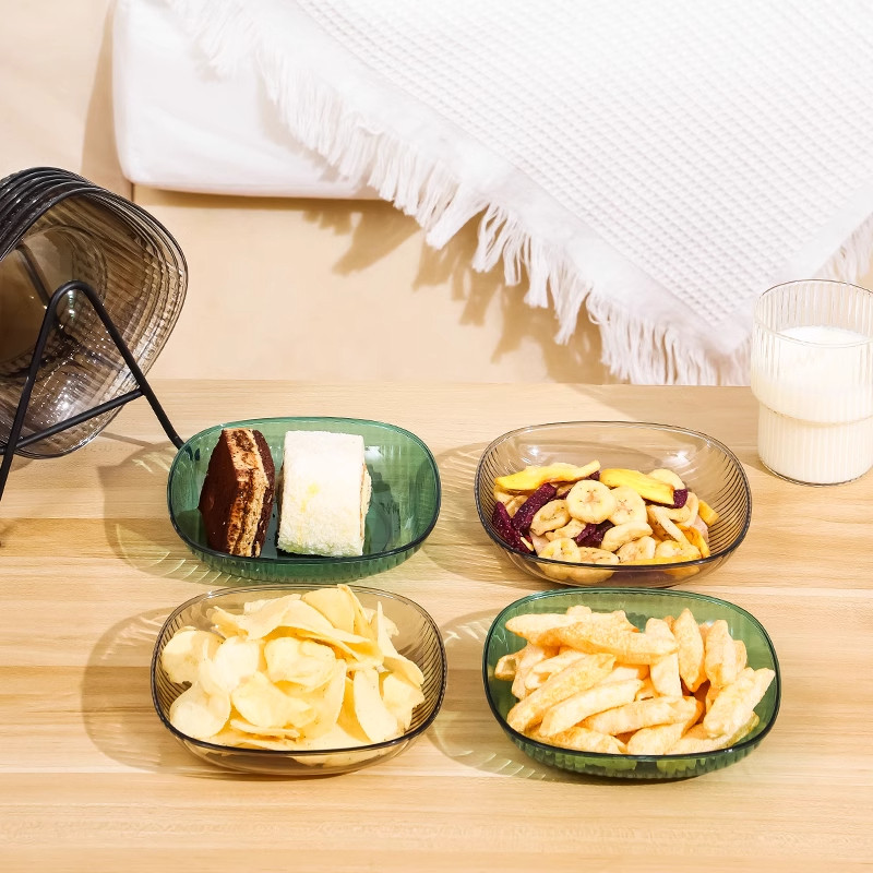 จานใส ผลไม้ ขนมหวาน อเนกประสงค์ แบบสร้างสรรค์ สำหรับโต๊ะอาหาร หลากสี