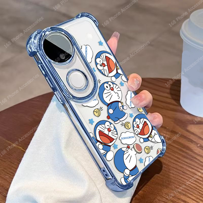 เคส Vivo V60 V70 V50 V40 เคส Vivo V50 V60 Lite V70 FE Y200 5G เคสใสเยลลี่นุ่มกันกระแทกการ์ตูน Doraemon โดราเอมอนพร้อมฝาครอบกล้องเลนส์ผู้พิทักษ์หนาถุงลมนิรภัยหรูหราใสเคสโทรศัพท์สําหรับเด็กผู้ชายนักเรียนหญิง