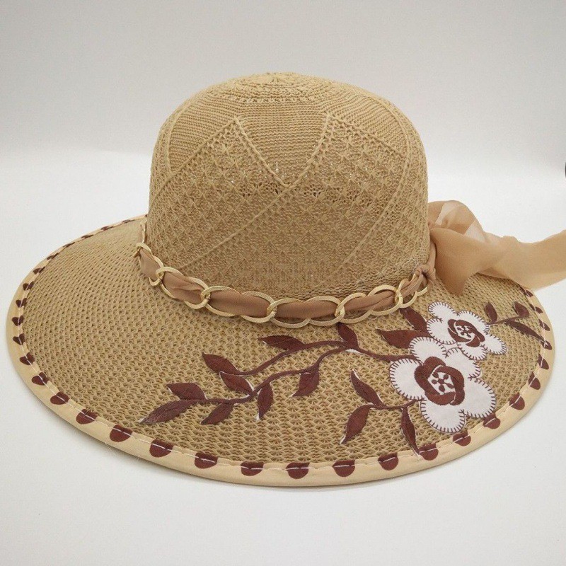 หมวกปีกกว้างพิมพ์ลายดอกไม้พับได้สำหรับผู้หญิงแฟชั่น UPF 50 Bucket Hat