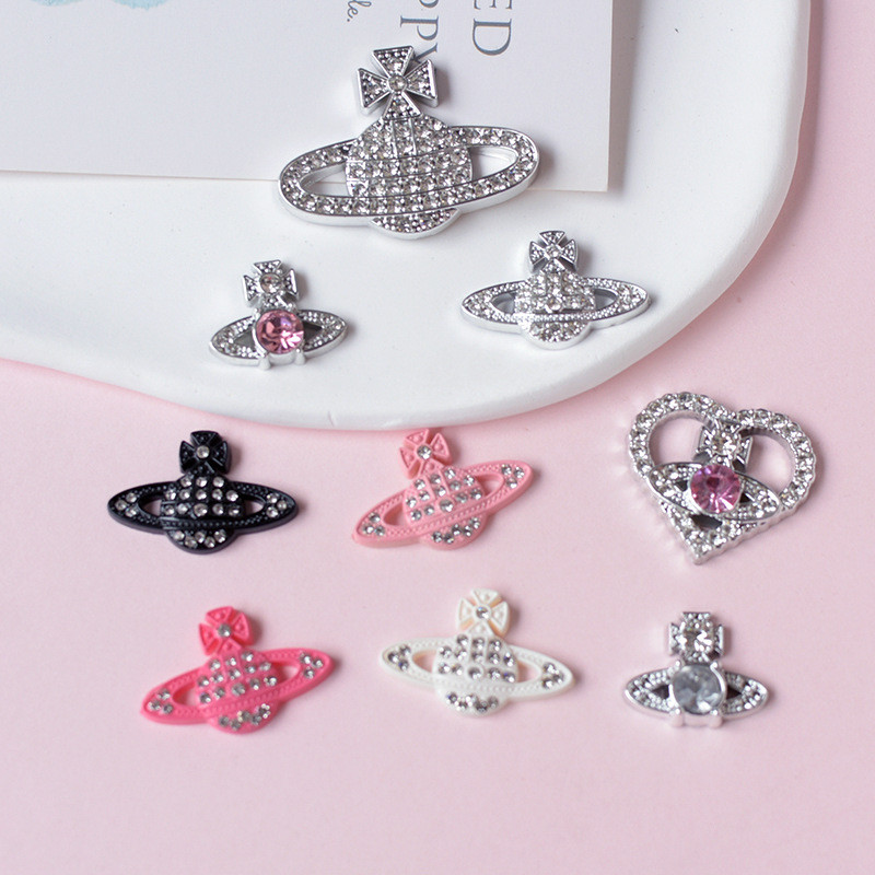 10 ชิ้น อุปกรณ์เครื่องประดับซีรีส์ดาวเคราะห์ประดับเพชรขายดี เคสโทรศัพท์เคลือบด้วยไฟฟ้า รูรองเท้า วัสดุ DIY ขายส่ง pj1539