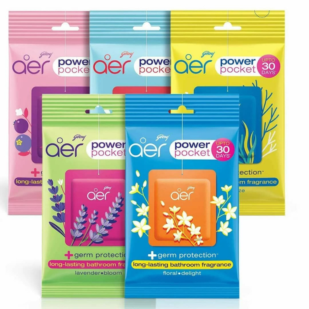 น้ำหอมดับกลิ่นสำหรับสุขภัณฑ์ เจลหยดดับกลิ่นห้องน้ำ GODREJ AER POWER POCKET BATHROOM FRAGRANCE 10 g