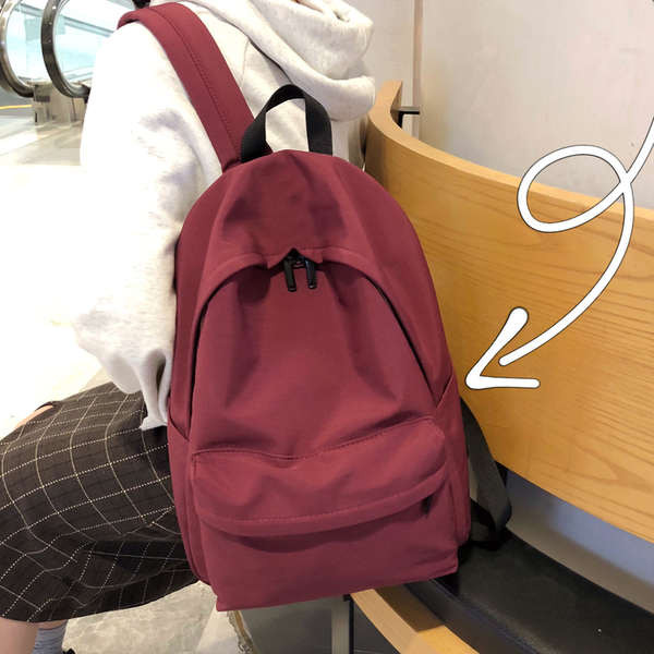 backpack เป้ กระเป๋านักเรียนญี่ปุ่น Light Girl Vintage Feeling Solid Color Backpack Nylon Waterproof