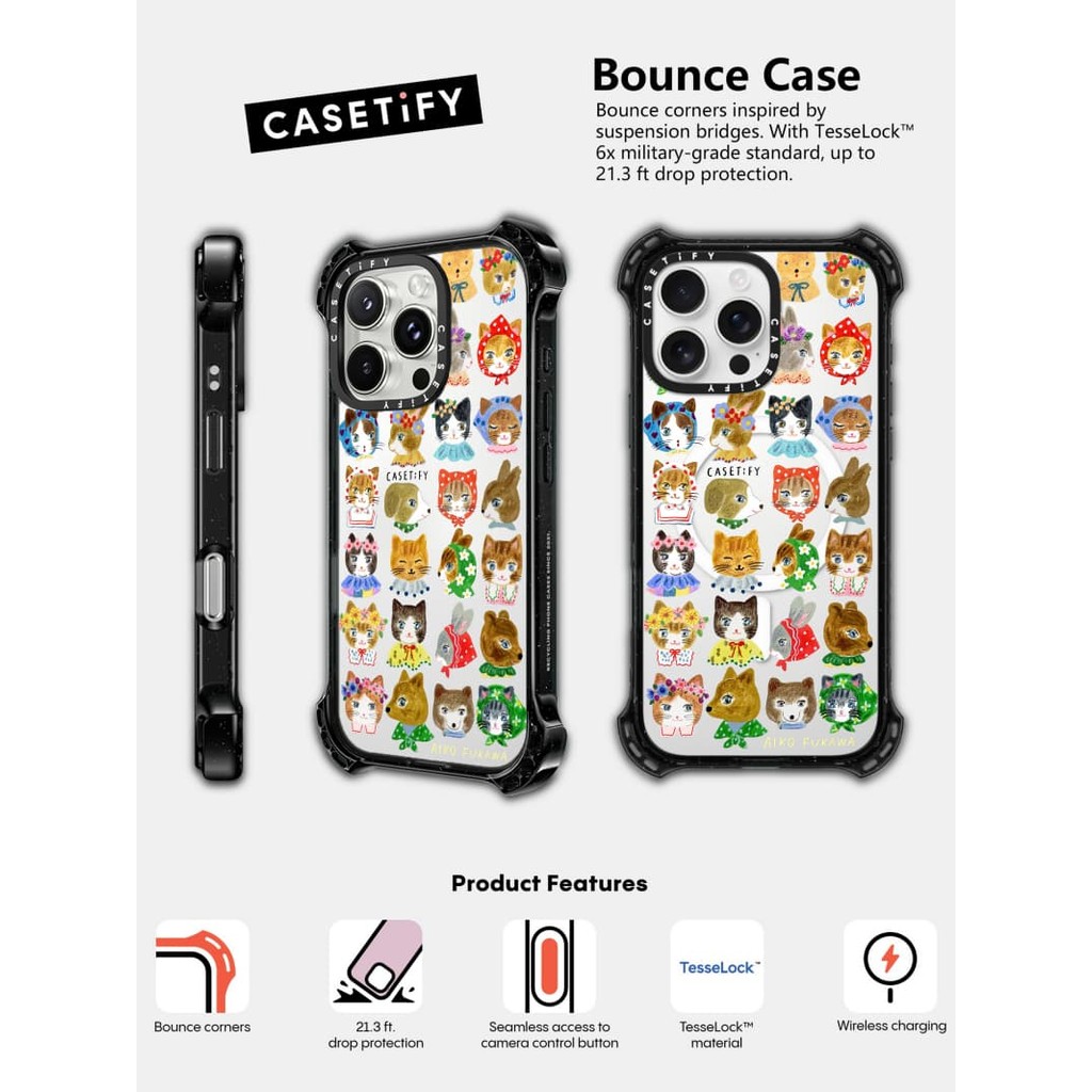 CASECASE X ปุย little friends กรณีแม่เหล็กดูด Hard อะคริลิคด้านหลังสําหรับ Apple IPhone 14/15/16 Pro Max พร้อมบรรจุภัณฑ์พรีเมี่ยม