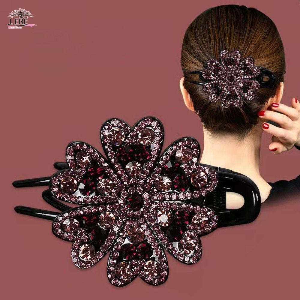 Jeremy1 Rhinestone Duckbill คลิปแฟชั่น Headdress Elegant Zircon Mom ผู้ถือหางม้าขนาดใหญ่ Hairpins สําหรับสาวคริสตัล Hairpins