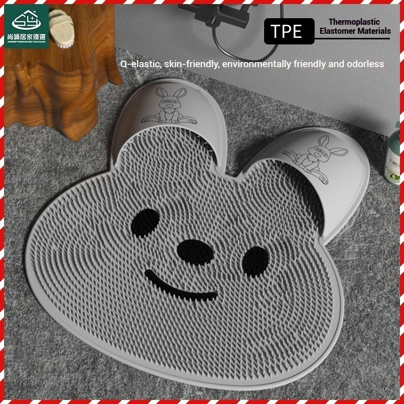 Silicone Rabbit Foot Scrubber Foot Massager Bath Mat Lazy Foot Washing Bath Shower Room