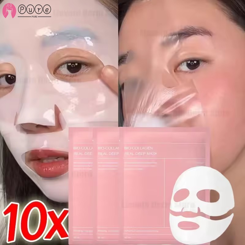 มาส์กหน้าคอลลาเจนแบบแยกส่วน 5 ชิ้น - แผ่นย่อยสลายได้พร้อมกลีเซอรีน รับประกันความสด 3 ปี บางเฉียบ 0.05 ซม. สําหรับทุกสภาพผิว 34 กรัม ไฮเดรชั่น บูสท์ / ร้อน