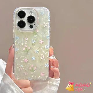 เคสไอโฟน 16 17 สำหรับ iPhone 11 15 13 16 12 14 Pro Max 16 15 14 Plus XR X XS Max โรแมนติกสดดอกไม้เล็ก ๆ