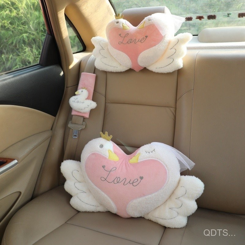 วัสดุผ้าฝ้ายยืดหยุ่น หมอนรองศีรษะในรถยนต์ ป้องกันคอ ทุกฤดู การ์ตูนน่ารัก รองรับเอวในรถยนต์ เบาะรองหล