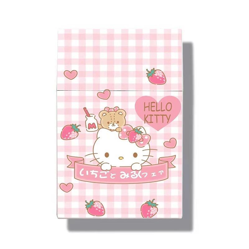 Cartoon Hello Kitty บุหรี่ฝาพับพลาสติกเคสแข็งนุ่มพกพาอเนกประสงค์ KT แมว ของขวัญ