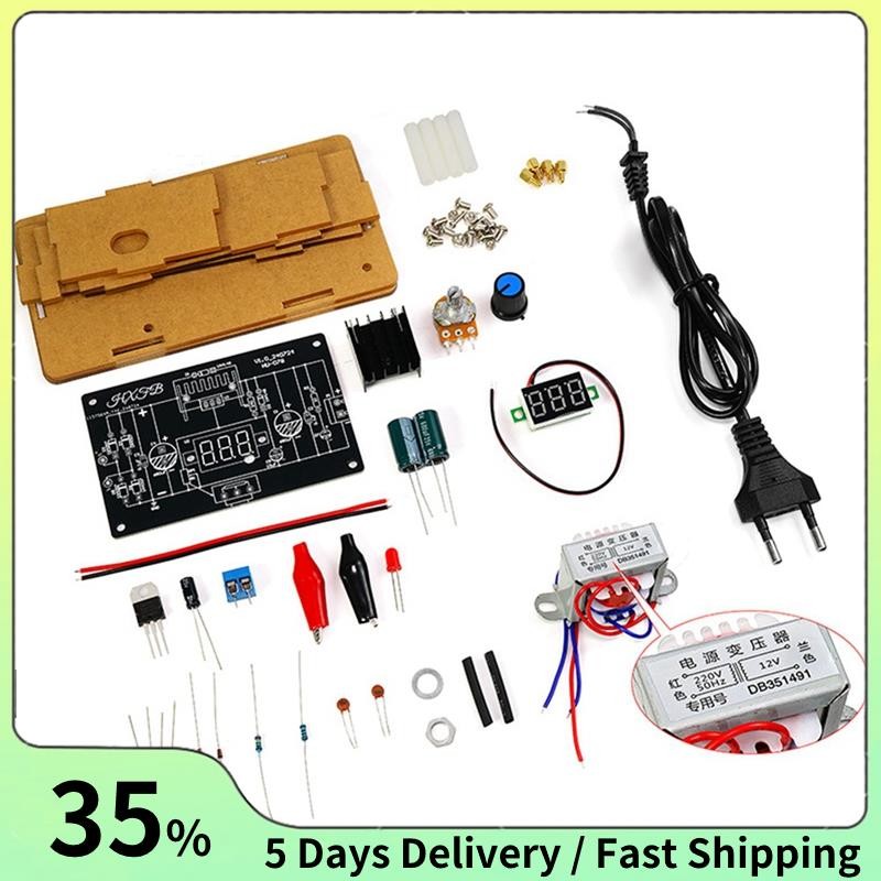 Lm317 แหล่งจ่ายไฟควบคุมแบบปรับได้ DIY Kit LM317 ถึง DC 1.25-12V แหล่งจ่ายไฟที่เสถียร (พร้อมเชลล์)