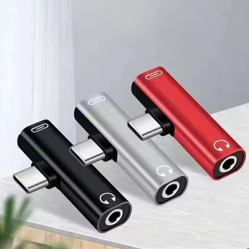 อะแดปเตอร์หูฟัง 2-In-1 1-5 ชิ้น - 90 ° ตัวแปลงข้อศอกมุมขวา - ตัวแปลงการชาร์จรูปตัว T - การชาร์จหูฟังแจ็ค 3.5 มม. - อะแดปเตอร์หูฟัง USB Type-C - อุปกรณ์เสริมโทรศัพท์ - รูปที่ 2